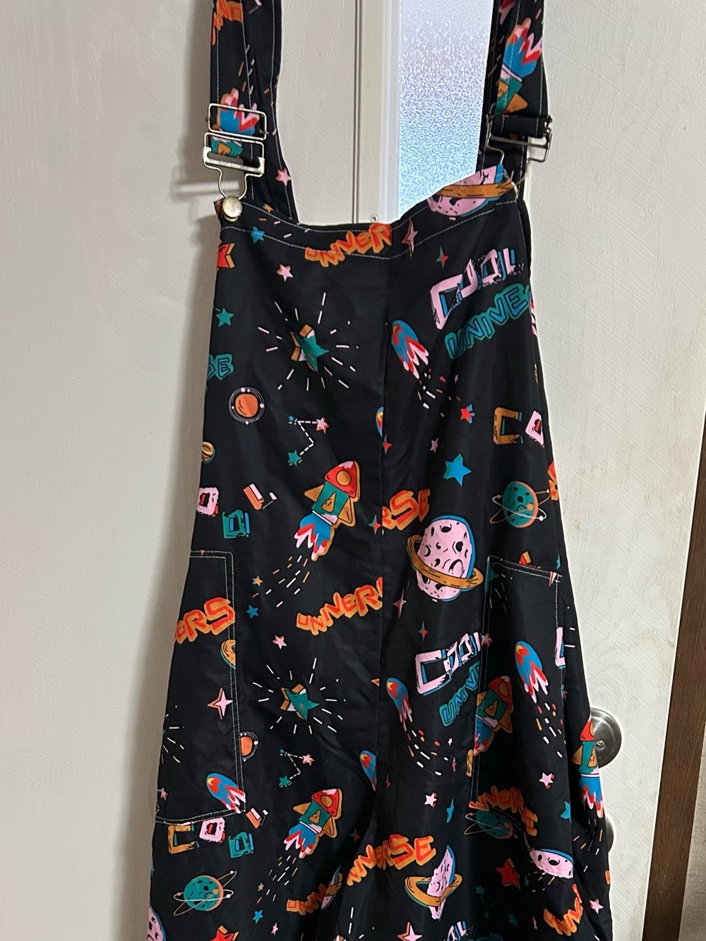 SHEIN Black Space Print Adjustable-Strap Jumpsuit